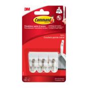 Lot de 3 crochets adhsif Plastique pointe mtal, COMMAND 0.225 kg