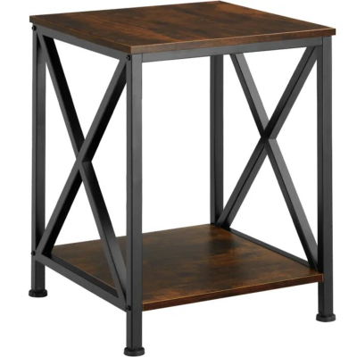 Table d’appoint CARLTON 40,5x40,5x52,5cm bois foncé industriel