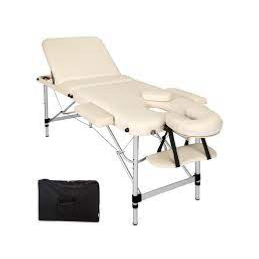 Table de massage Pliante 3 Zones Aluminium Portable + Housse beige