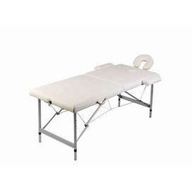 Table de massage Pliante 2 Zones Aluminium Portable + Housse beige