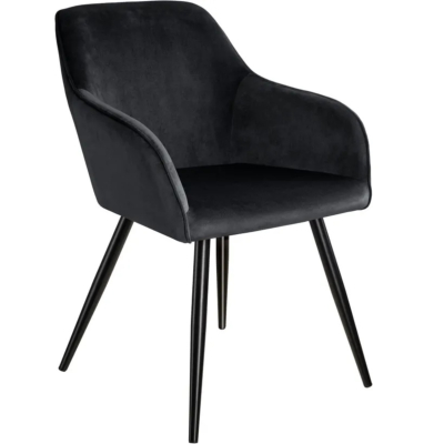 Chaise MARILYN Effet Velours Style Scandinave noir
