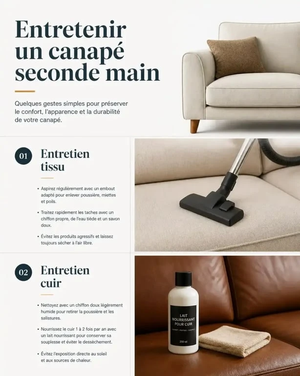Conseils d'entretien pour canapé seconde main en tissu ou en cuir