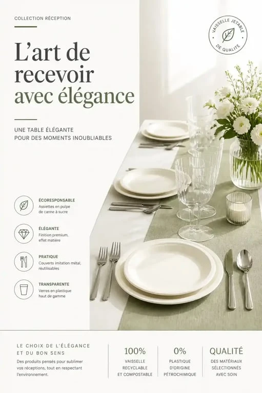 Table de réception élégante dressée avec de la vaisselle discount de qualité pour un événement festif.