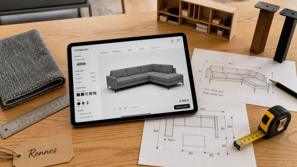 Magasin meubles Rennes : configurateur 3D en showroom de meubles