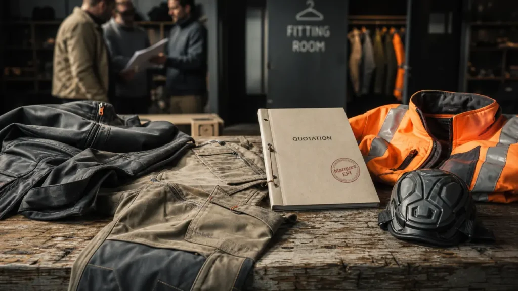 Marque vetement de travail EPI BTP, cuisine, médical : veste haute visibilité et genouillère