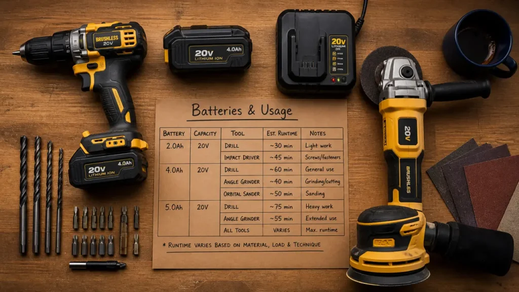 Outillage electroportatif : perceuse sans fil brushless et accessoires