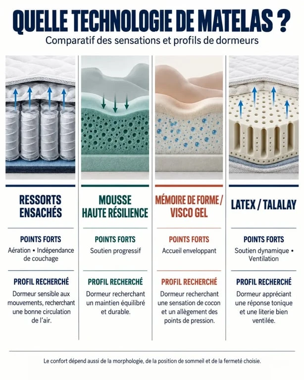 Maison de la Literie déstockage : comparaison des technologies de matelas